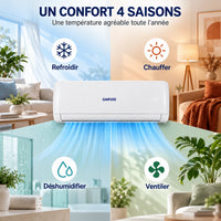 Garvee Climatiseur Split AUX 12000BTU avec chauffage, classe énergétique A++, réfrigérant R32, Wi-Fi et kit d’installation inclus