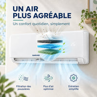 Garvee Climatiseur Split AUX 12000BTU avec chauffage, classe énergétique A++, réfrigérant R32, Wi-Fi et kit d’installation inclus