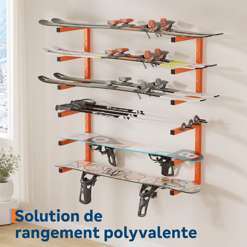 Garvee Étagère murale pour bois 3 niveaux, acier orange, capacité 544kg, lot de 4 pour garage et atelier