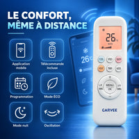 Garvee Climatiseur Split AUX 12000BTU avec chauffage, classe énergétique A++, réfrigérant R32, Wi-Fi et kit d’installation inclus
