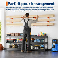 Garvee Étagère murale pour bois 3 niveaux, acier orange, capacité 544kg, lot de 4 pour garage et atelier