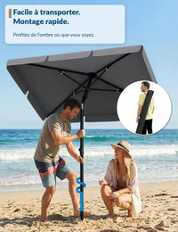 Garvee Parasol de balcon 200x125cm UV50+, inclinable et réglable en hauteur, aluminium anthracite, pour balcon et terrasse