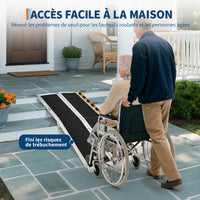 Garvee Rampe d’accès pliable 213x74cm en aluminium, surface antidérapante, charge 272kg, pliage en 4 avec paire de gants, noire