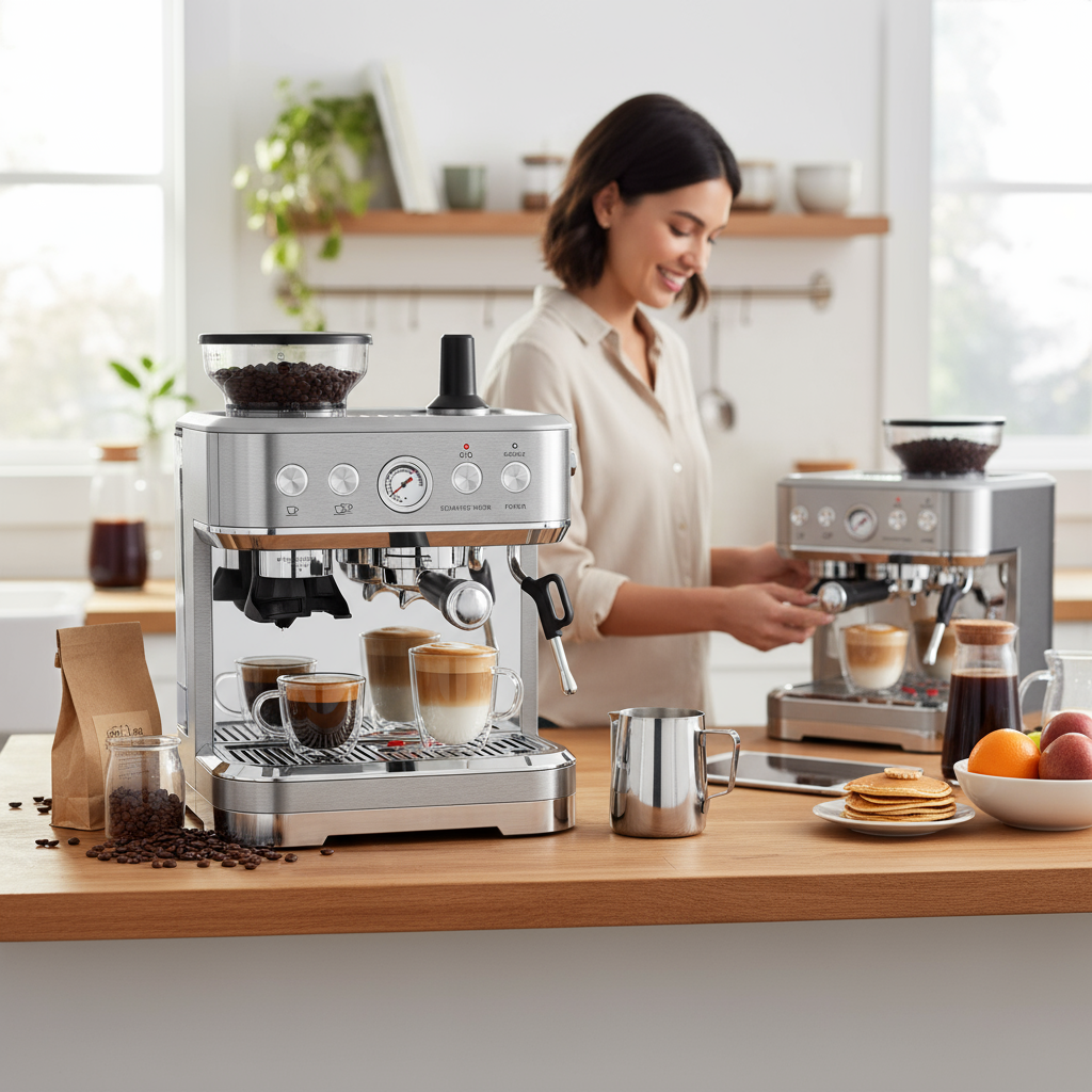 Machine à expresso Garvee – 15 bars, réservoir d'eau de 2,3 L, broyeur en acier inoxydable et mousseur à lait