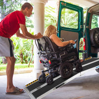 Garvee Rampe pliable pour fauteuil roulant 183 cm, aluminium antidérapant, capacité 272 kg, poignées de transport, garde-corps, pour maison et extérieur