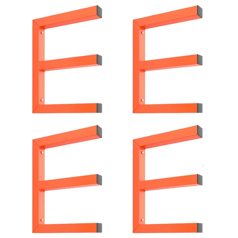 Garvee Étagère murale pour bois 3 niveaux, acier orange, capacité 544kg, lot de 4 pour garage et atelier