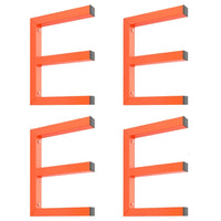 Garvee Étagère murale pour bois 3 niveaux, acier orange, capacité 544kg, lot de 4 pour garage et atelier