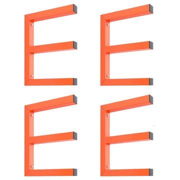 Garvee Étagère murale pour bois 3 niveaux, acier orange, capacité 544kg, lot de 4 pour garage et atelier
