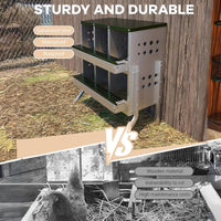 Nichoirs Garvee pour poules, 6 compartiments, en métal, dimensions totales avec support : 69 x 43 x 78 cm, dimensions par compartiment : 23 x 25 x 21,5 cm, acier galvanisé étanche, pour 6 poules (vert)