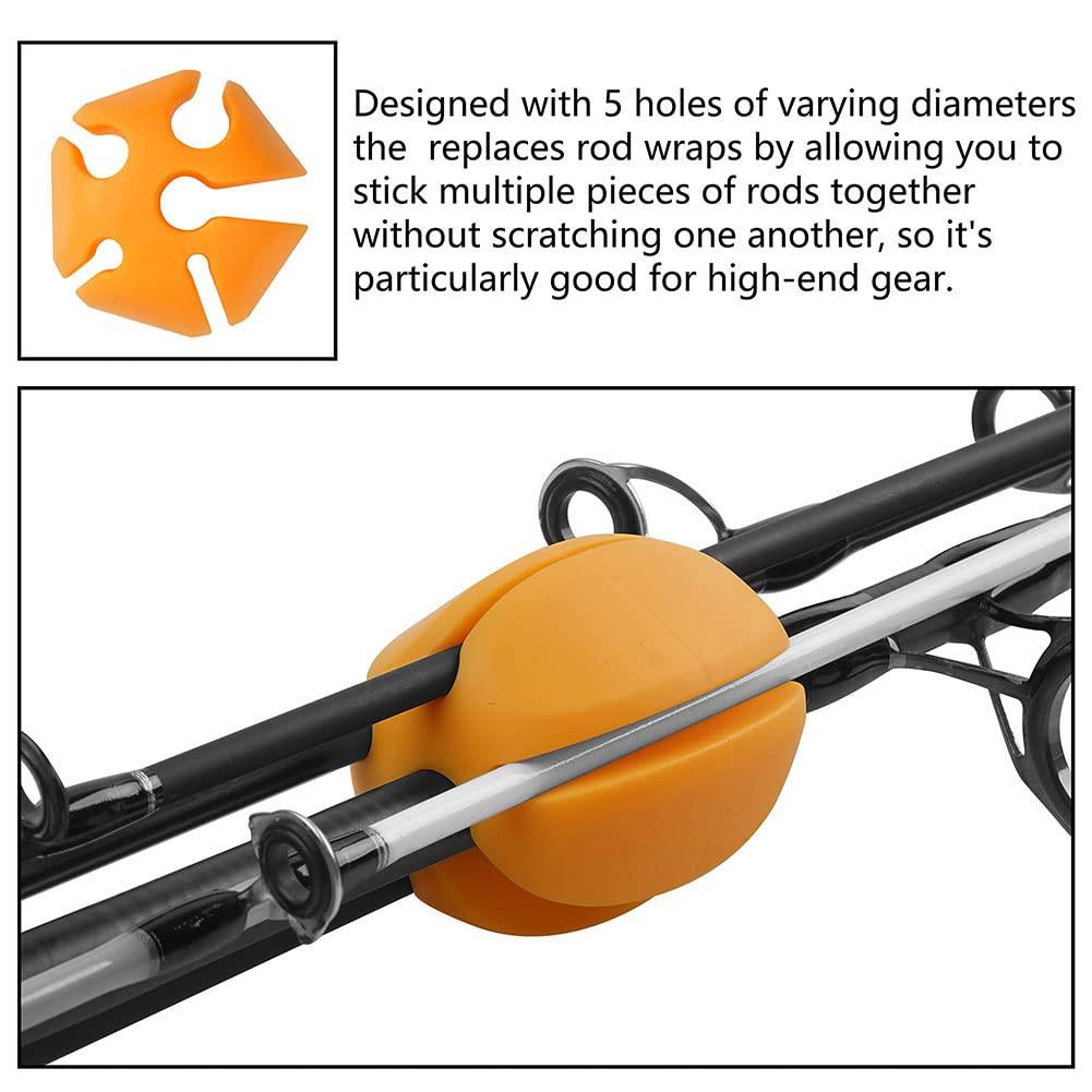 Ensemble de 6 sangles de maintien pour cannes à pêche Garvee en silicone - Clip à boule en caoutchouc souple et robuste, bleu, pour cannes à mouche et autres cannes à pêche, pêche en extérieur