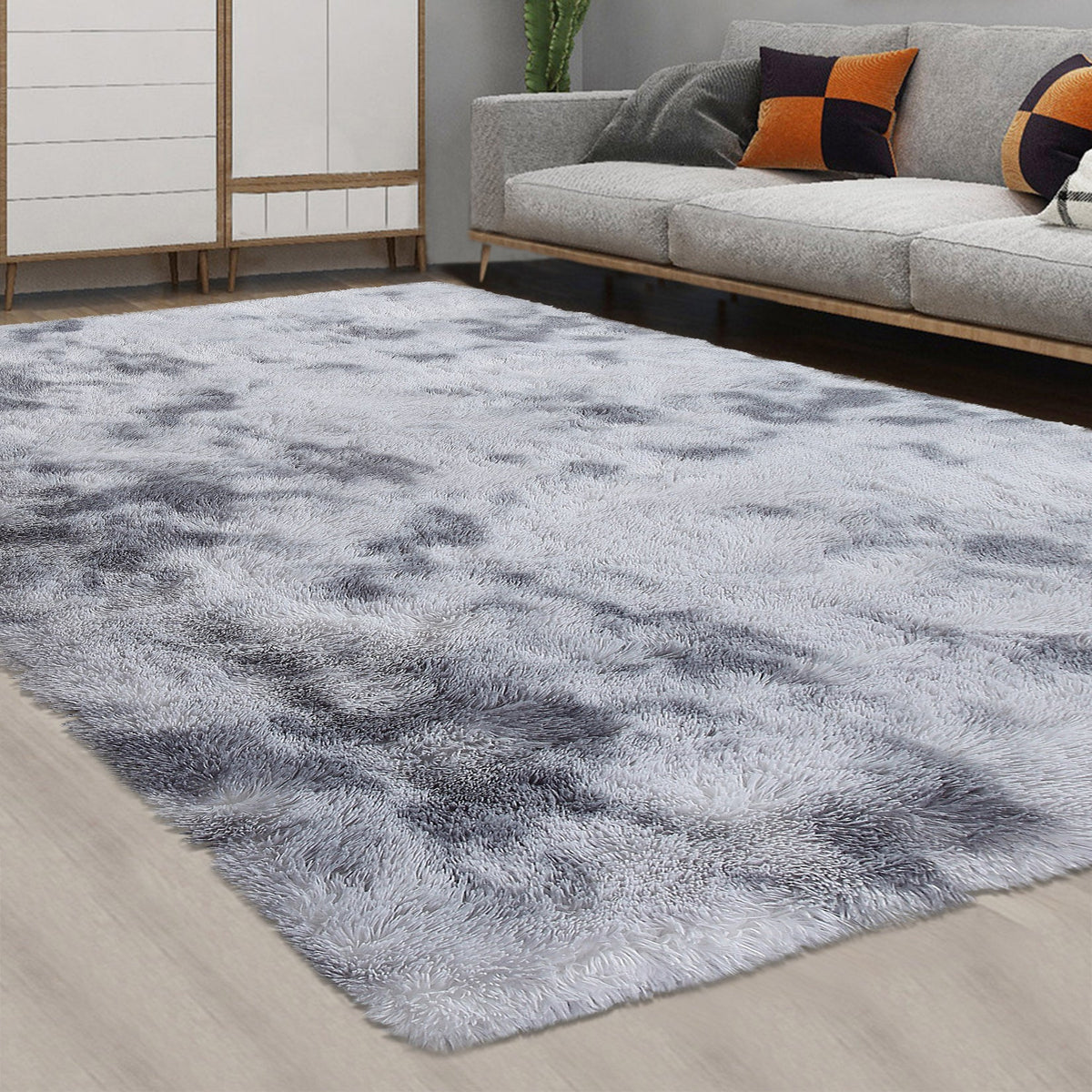 Tapis Garvee Shag à poils longs, moelleux et doux, en velours antidérapant, pour salon, chambre à coucher ou chambre d'enfant, gris clair, 80 x 150 cm