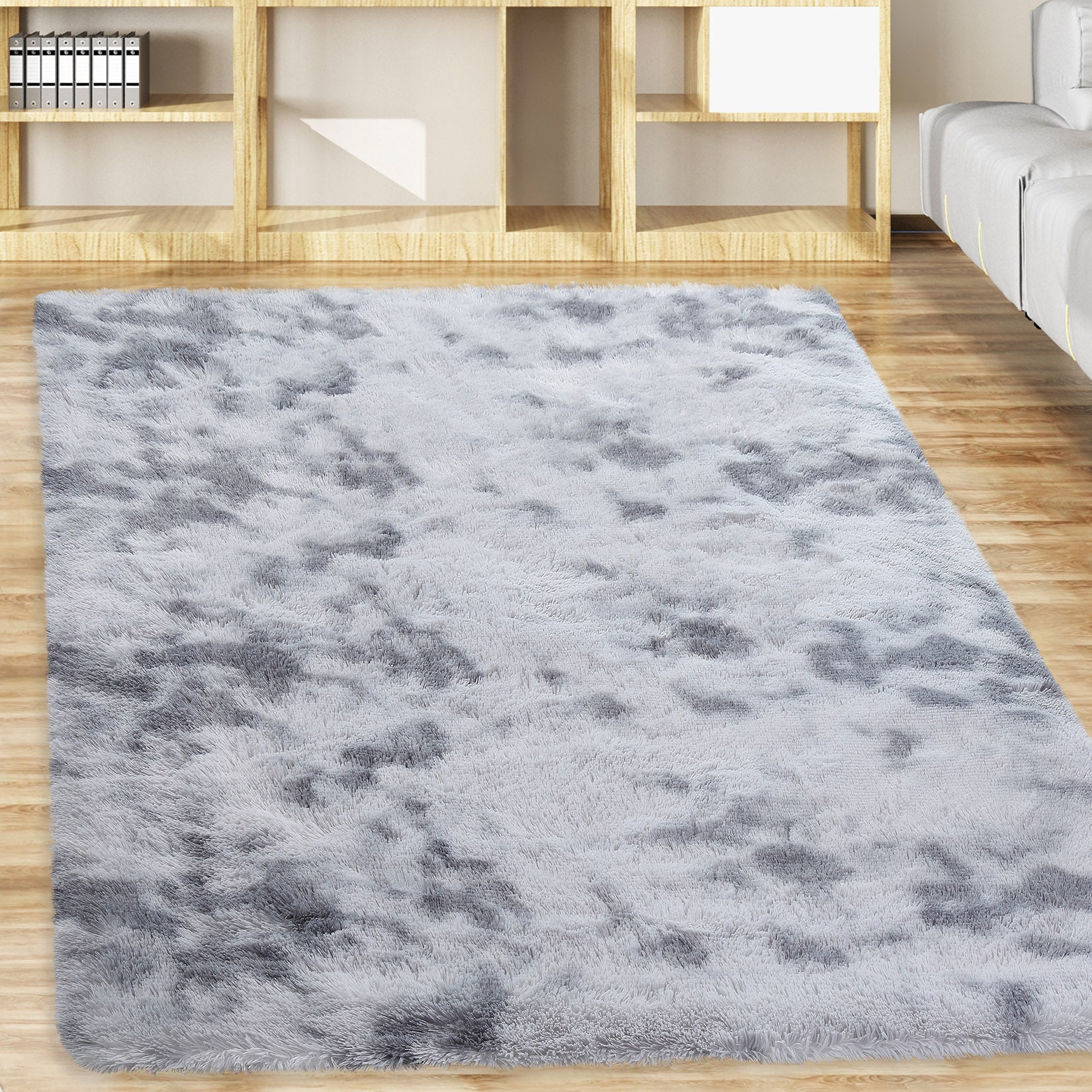 Tapis Garvee Shag à poils longs, moelleux et doux, en velours antidérapant, pour salon, chambre à coucher ou chambre d'enfant, gris clair, 80 x 150 cm