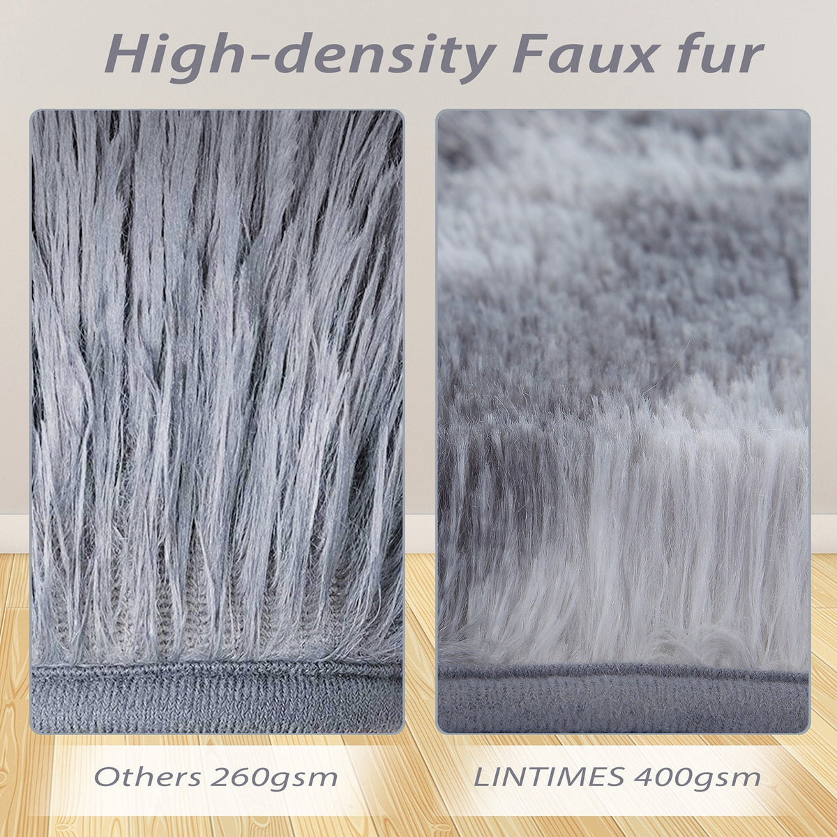 Tapis Garvee Shag à poils longs, moelleux et doux, en velours antidérapant, pour salon, chambre à coucher ou chambre d'enfant, gris clair, 80 x 150 cm