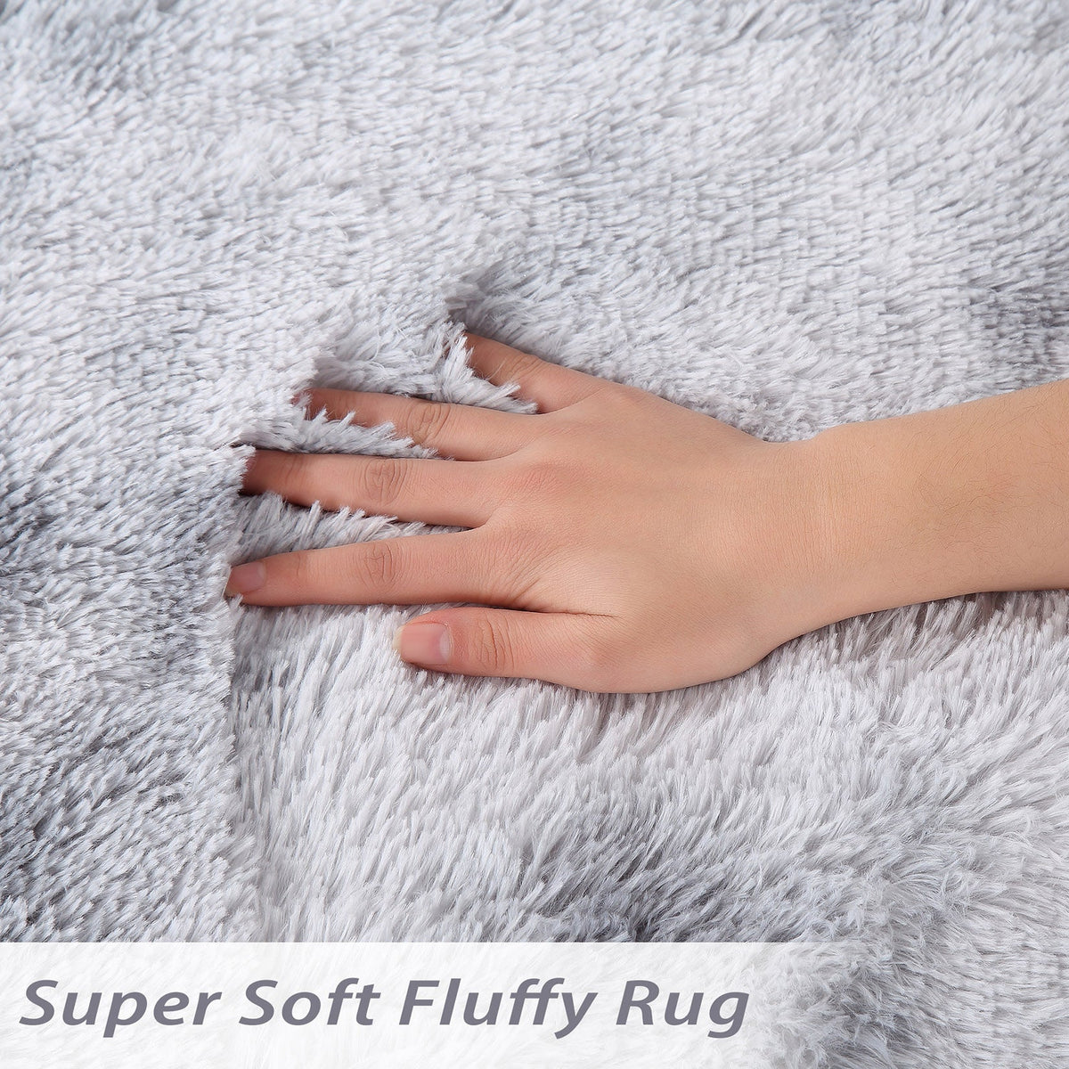 Tapis Garvee Shag à poils longs, moelleux et doux, en velours antidérapant, pour salon, chambre à coucher ou chambre d'enfant, gris clair, 80 x 150 cm