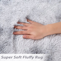 Tapis Garvee Shag à poils longs, moelleux et doux, en velours antidérapant, pour salon, chambre à coucher ou chambre d'enfant, gris clair, 80 x 150 cm