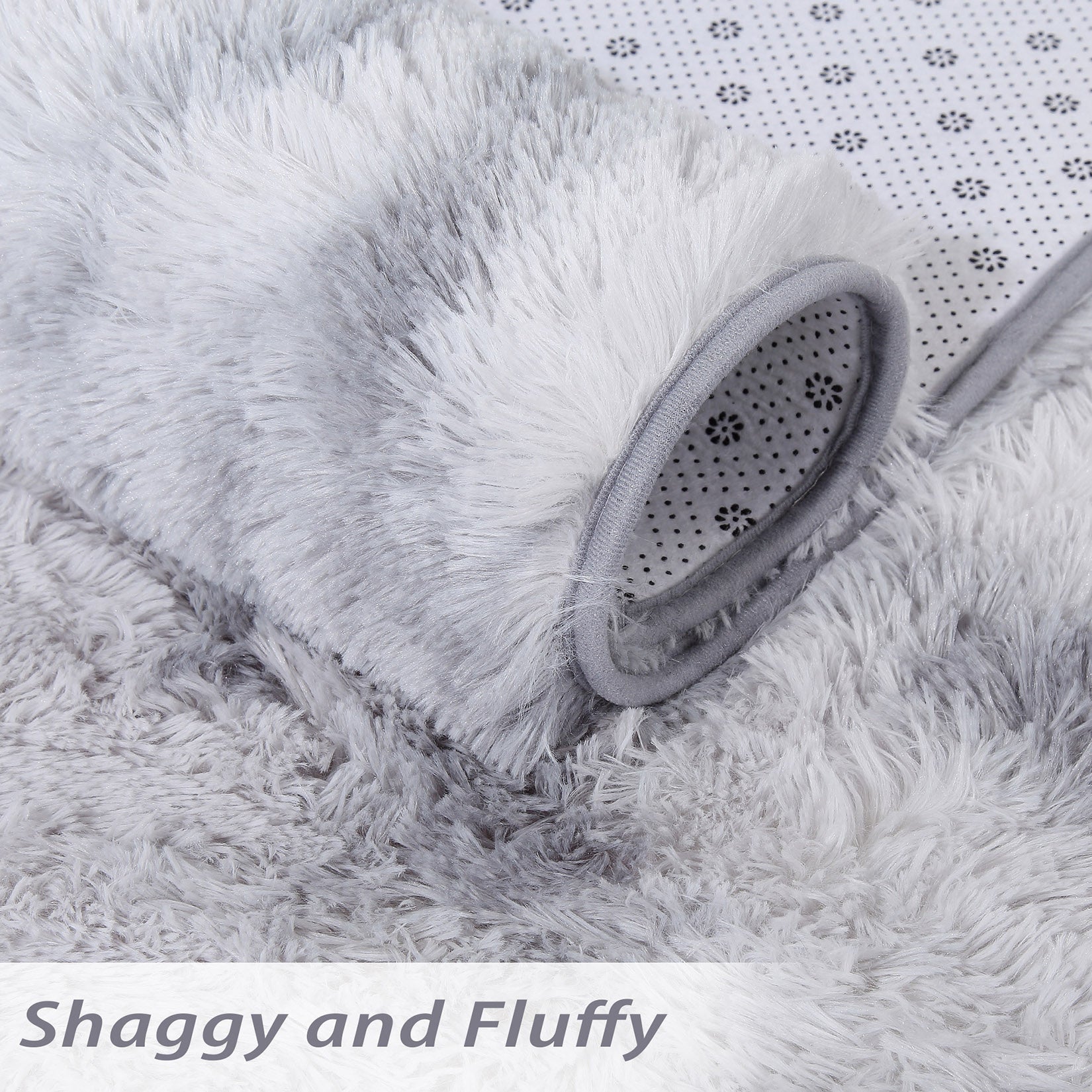 Tapis Garvee Shag à poils longs, moelleux et doux, en velours antidérapant, pour salon, chambre à coucher ou chambre d'enfant, gris clair, 80 x 150 cm