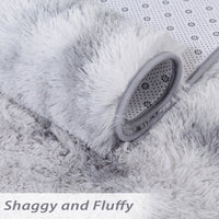 Tapis Garvee Shag à poils longs, moelleux et doux, en velours antidérapant, pour salon, chambre à coucher ou chambre d'enfant, gris clair, 80 x 150 cm
