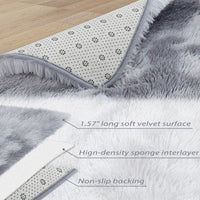 Tapis Garvee Shag à poils longs, moelleux et doux, en velours antidérapant, pour salon, chambre à coucher ou chambre d'enfant, gris clair, 80 x 150 cm