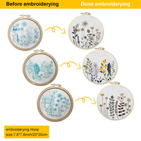 Kit de broderie Garvee 3 pièces pour débutants avec motifs floraux, 3 cercles à broder, instructions, ciseaux, point de croix, coton, décoration de salon