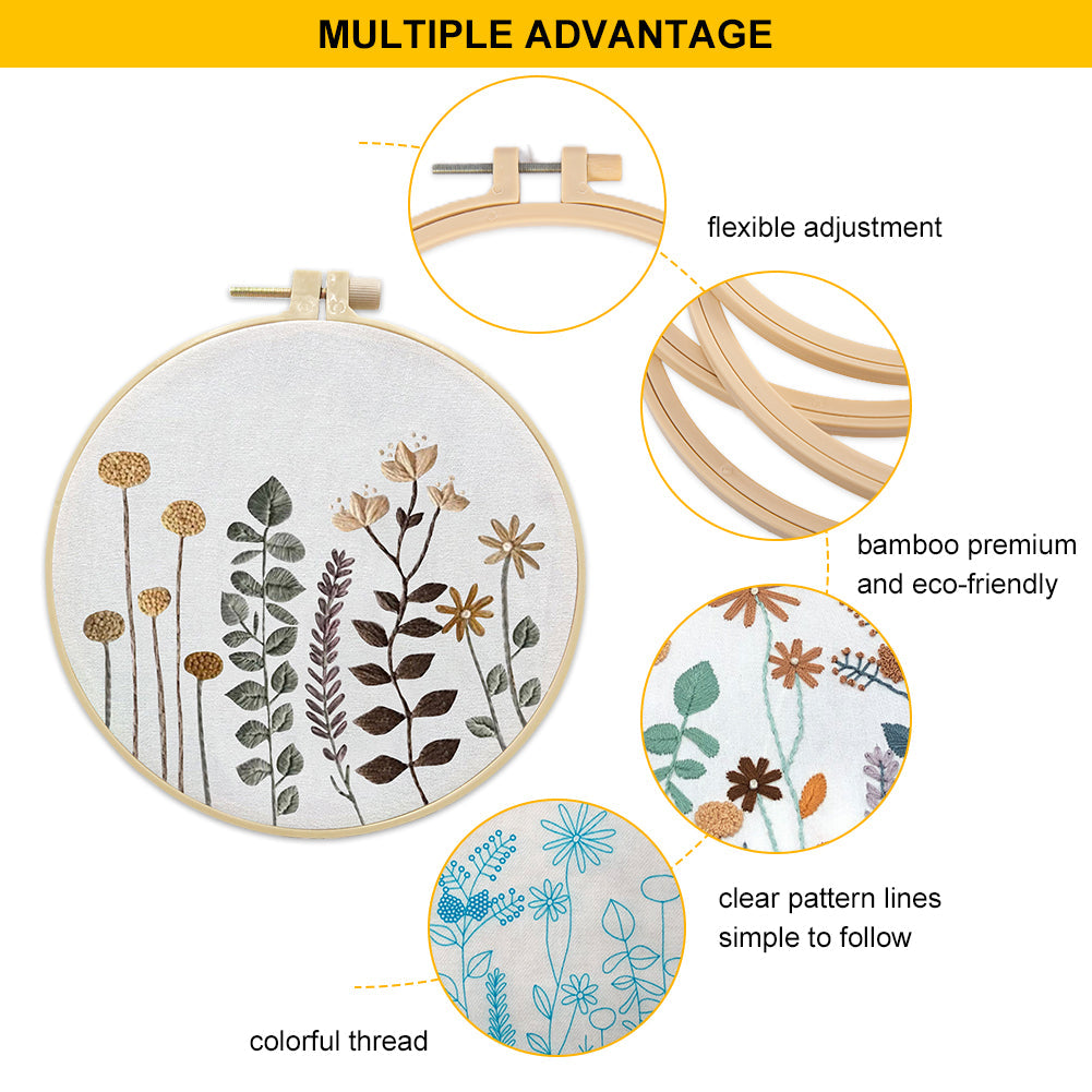 Kit de broderie Garvee 3 pièces pour débutants avec motifs floraux, 3 cercles à broder, instructions, ciseaux, point de croix, coton, décoration de salon