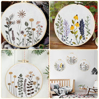Kit de broderie Garvee 3 pièces pour débutants avec motifs floraux, 3 cercles à broder, instructions, ciseaux, point de croix, coton, décoration de salon