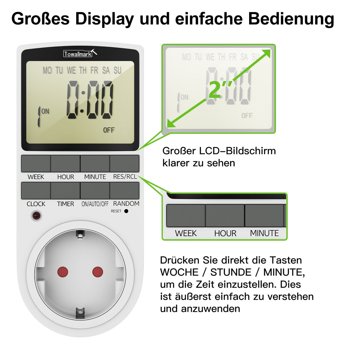 Minuterie numérique programmable Garvee pour la maison et le bureau, 16 programmes de commutation, écran LCD, 16 A/3680 W, électronique