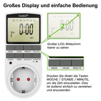 Minuterie numérique programmable Garvee pour la maison et le bureau, 16 programmes de commutation, écran LCD, 16 A/3680 W, électronique