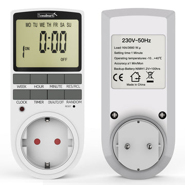 Minuterie numérique programmable Garvee pour la maison et le bureau, 16 programmes de commutation, écran LCD, 16 A/3680 W, électronique
