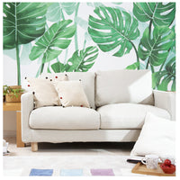 Stickers muraux Garvee Feuilles Tropicales Vertes, en PVC, amovibles et imperméables, pour chambres d'enfants et chambres de bébés