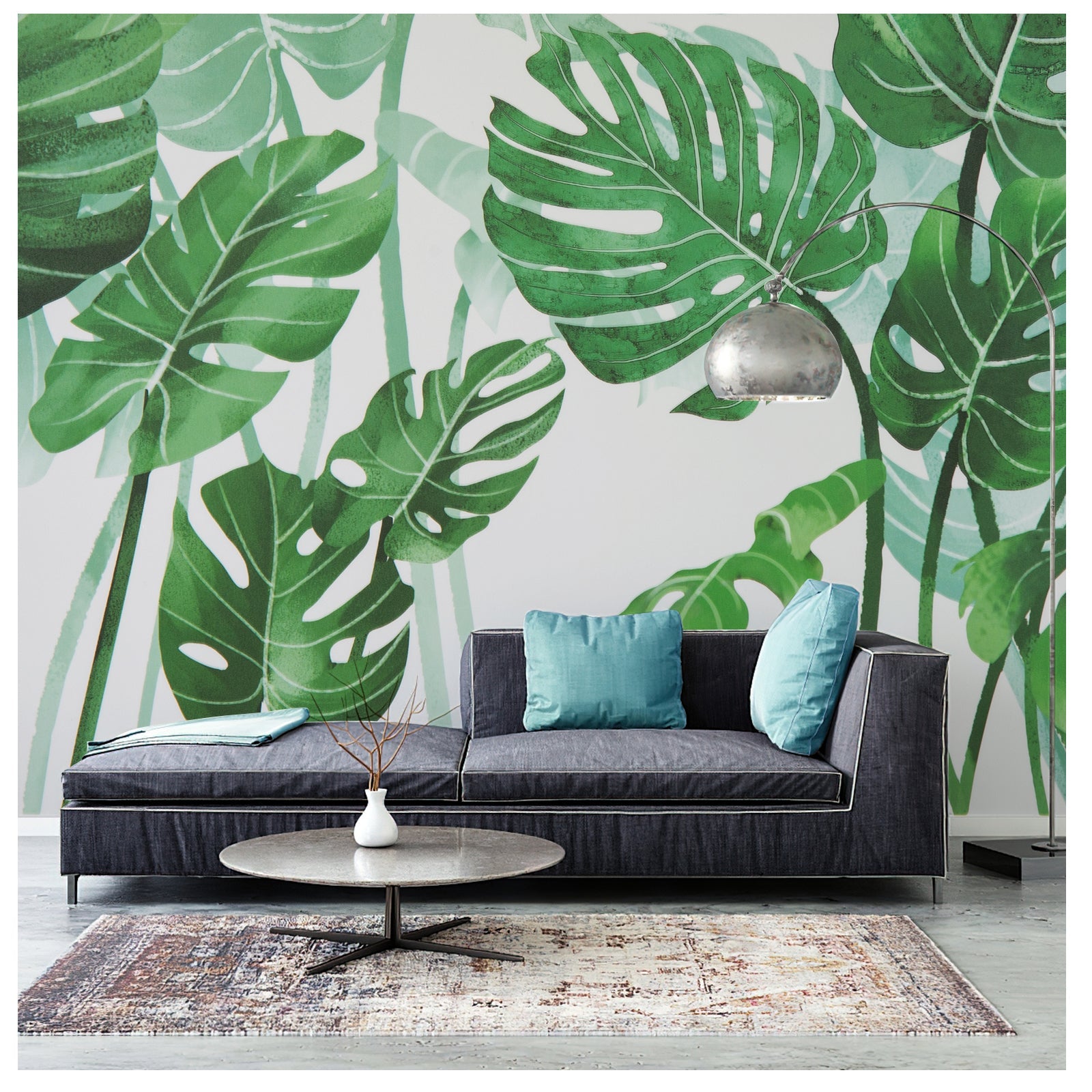 Stickers muraux Garvee Feuilles Tropicales Vertes, en PVC, amovibles et imperméables, pour chambres d'enfants et chambres de bébés