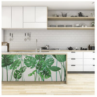 Stickers muraux Garvee Feuilles Tropicales Vertes, en PVC, amovibles et imperméables, pour chambres d'enfants et chambres de bébés