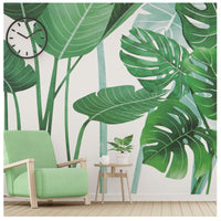 Stickers muraux Garvee Feuilles Tropicales Vertes, en PVC, amovibles et imperméables, pour chambres d'enfants et chambres de bébés