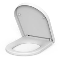 Garvee Abattant WC forme D avec fermeture douce, blanc, matériau urée Duroplast antibactérien, siège de toilette résistant pour salle de bain