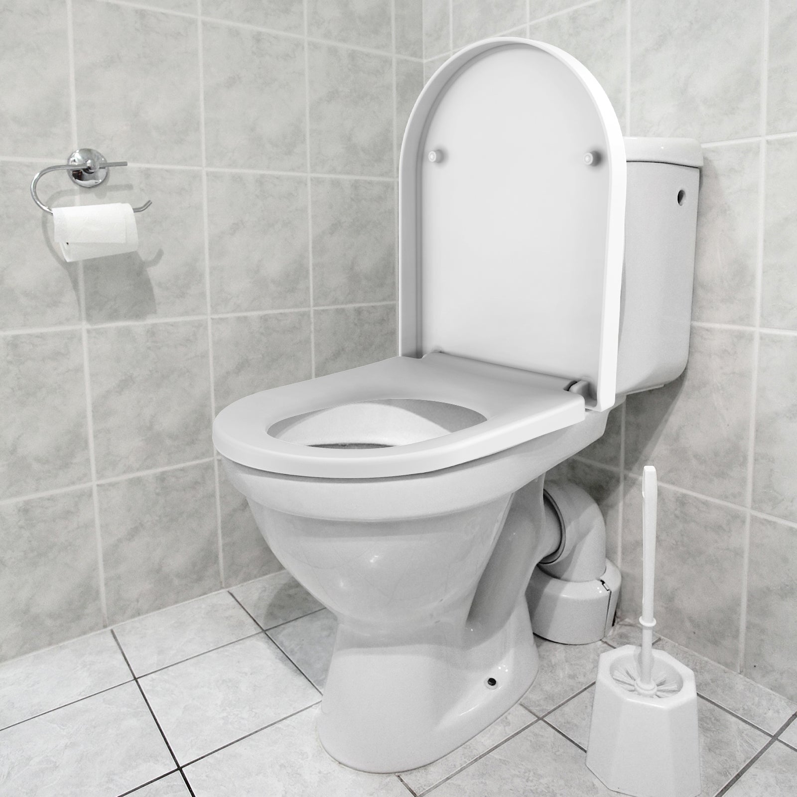 Garvee Abattant WC forme D avec fermeture douce, blanc, matériau urée Duroplast antibactérien, siège de toilette résistant pour salle de bain