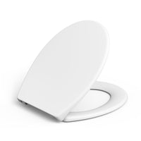 Abattant de toilettes Garvee avec mécanisme de fermeture amortie, fonction de démontage rapide, ovale, blanc, antibactérien, installation facile