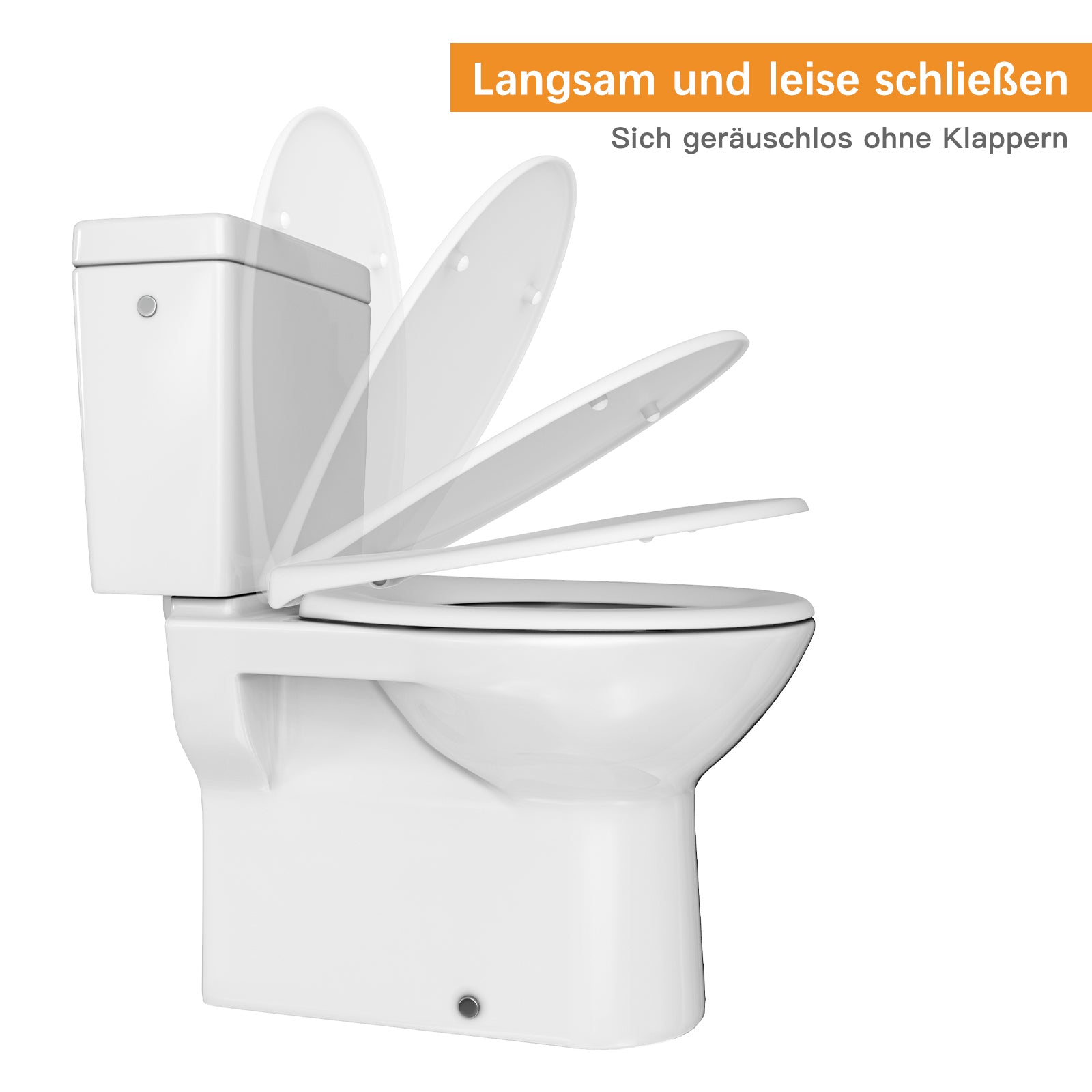 Abattant de toilettes Garvee avec mécanisme de fermeture amortie, fonction de démontage rapide, ovale, blanc, antibactérien, installation facile
