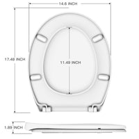Abattant de toilettes Garvee avec mécanisme de fermeture amortie, fonction de démontage rapide, ovale, blanc, antibactérien, installation facile