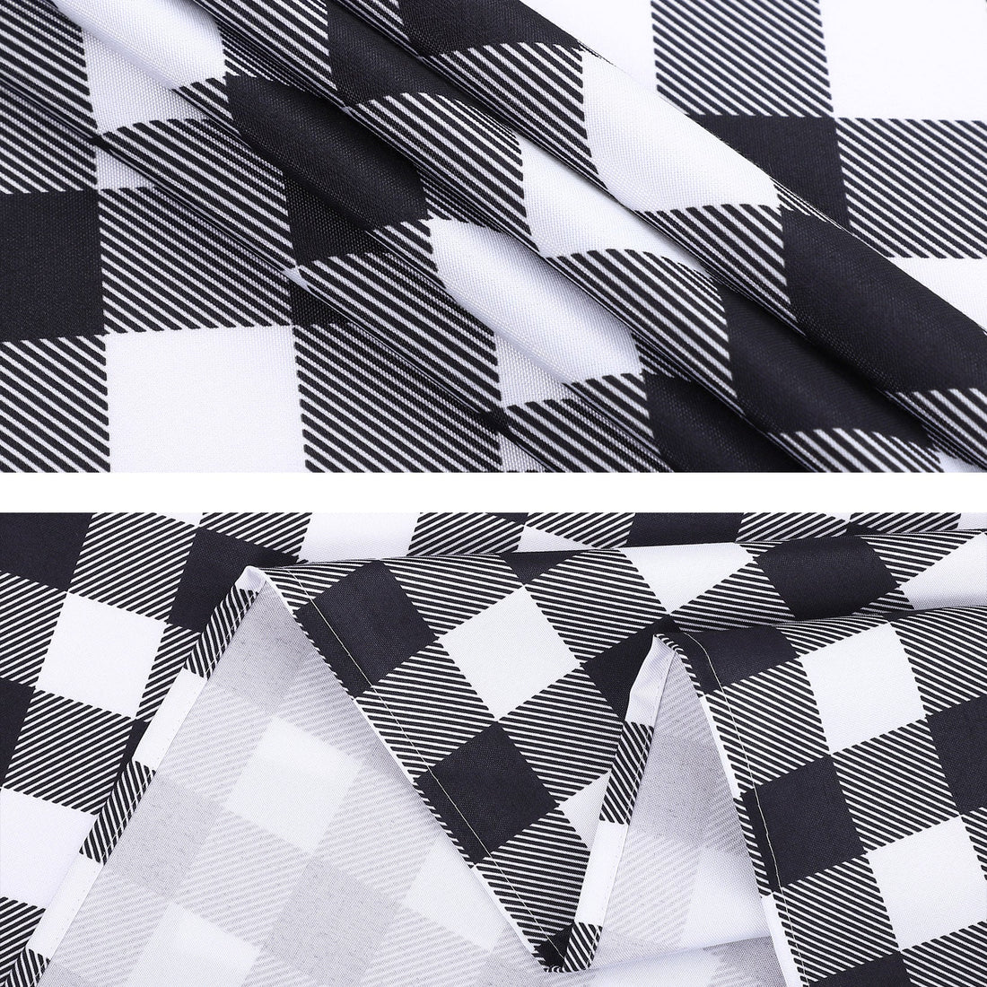 Garvee Nappe d'extérieur carrée à carreaux Buffalo, imperméable, en polyester, style rustique, Blanc et noir, 132 × 132 cm