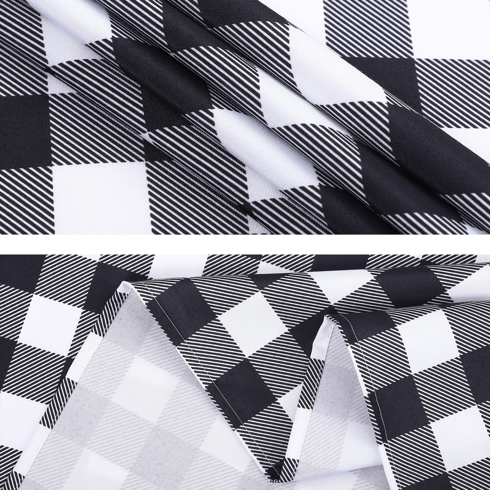 Nappe d'extérieur carrée Garvee à carreaux Buffalo, imperméable, en polyester, 52 x 52 cm, noir et blanc, style rustique