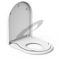 Abattant de toilettes Garvee avec siège enfant intégré, fermeture amortie, démontage rapide, fixation inaltérable, nettoyage facile - Abattant de toilettes blanc en forme de D avec siège enfant, pour toute la famille