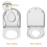 Abattant de toilettes Garvee avec siège enfant intégré, fermeture amortie, démontage rapide, fixation inaltérable, nettoyage facile - Abattant de toilettes blanc en forme de D avec siège enfant, pour toute la famille