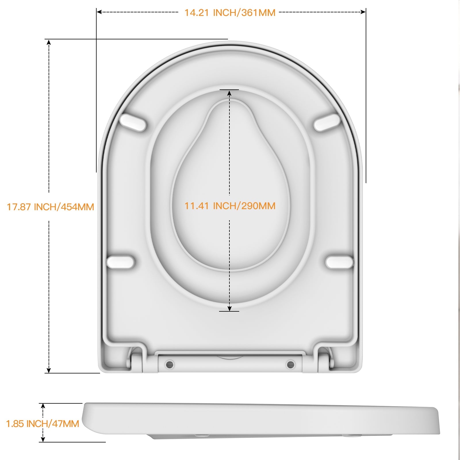 Abattant de toilettes Garvee avec siège enfant intégré, fermeture amortie, démontage rapide, fixation inaltérable, nettoyage facile - Abattant de toilettes blanc en forme de D avec siège enfant, pour toute la famille