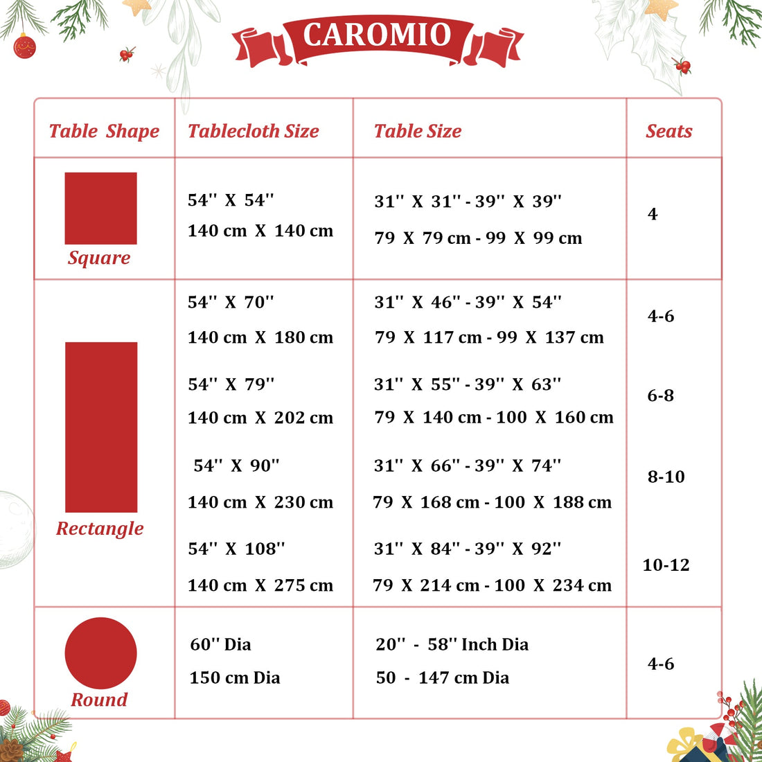 Garvee Nappe de Noël, imperméable et infroissable, pour la décoration de table intérieure et extérieure, Rouge, 152 cm