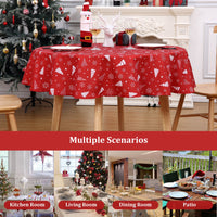 Nappe de Noël Garvee, imperméable et infroissable, 152 cm, rouge, pour la décoration de table intérieure et extérieure