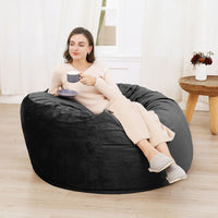Pouf Garvee de 120 cm en mousse à mémoire de forme pour adultes, grand format, style canapé, housse amovible en microfibre, noir, idéal pour le salon