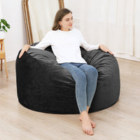 Pouf Garvee de 120 cm en mousse à mémoire de forme pour adultes, grand format, style canapé, housse amovible en microfibre, noir, idéal pour le salon