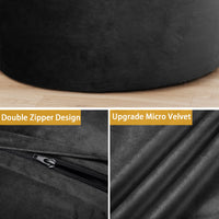 Pouf Garvee de 120 cm en mousse à mémoire de forme pour adultes, grand format, style canapé, housse amovible en microfibre, noir, idéal pour le salon