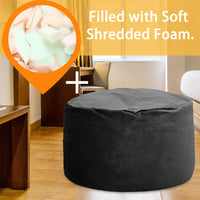 Pouf Garvee de 120 cm en mousse à mémoire de forme pour adultes, grand format, style canapé, housse amovible en microfibre, noir, idéal pour le salon