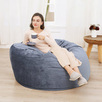 Pouf Garvee de 120 cm en mousse à mémoire de forme, grand format, style canapé, housse douce en microfibre, amovible, gris, pour le salon et la détente