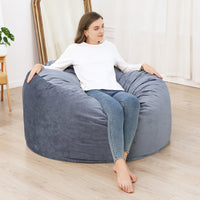 Pouf Garvee de 120 cm en mousse à mémoire de forme, grand format, style canapé, housse douce en microfibre, amovible, gris, pour le salon et la détente